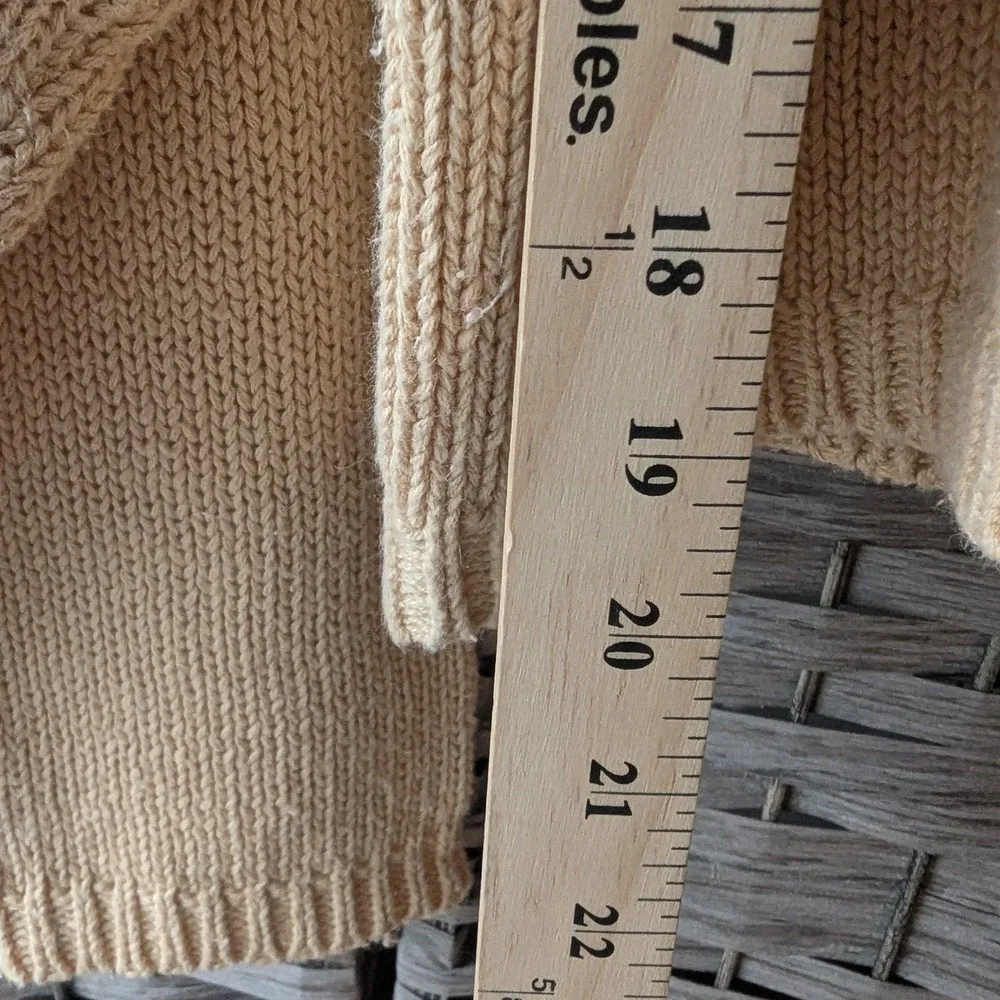 Vtg 90s Lizsport Hand Knitted Floral Sweater Butter Yellow Sz M Cottagecore - Picture 5 of 6